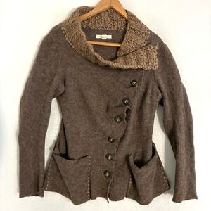 Gro Abrahamsson Anthropologie Asymmetric Wool Sweater Womens Size L Boho